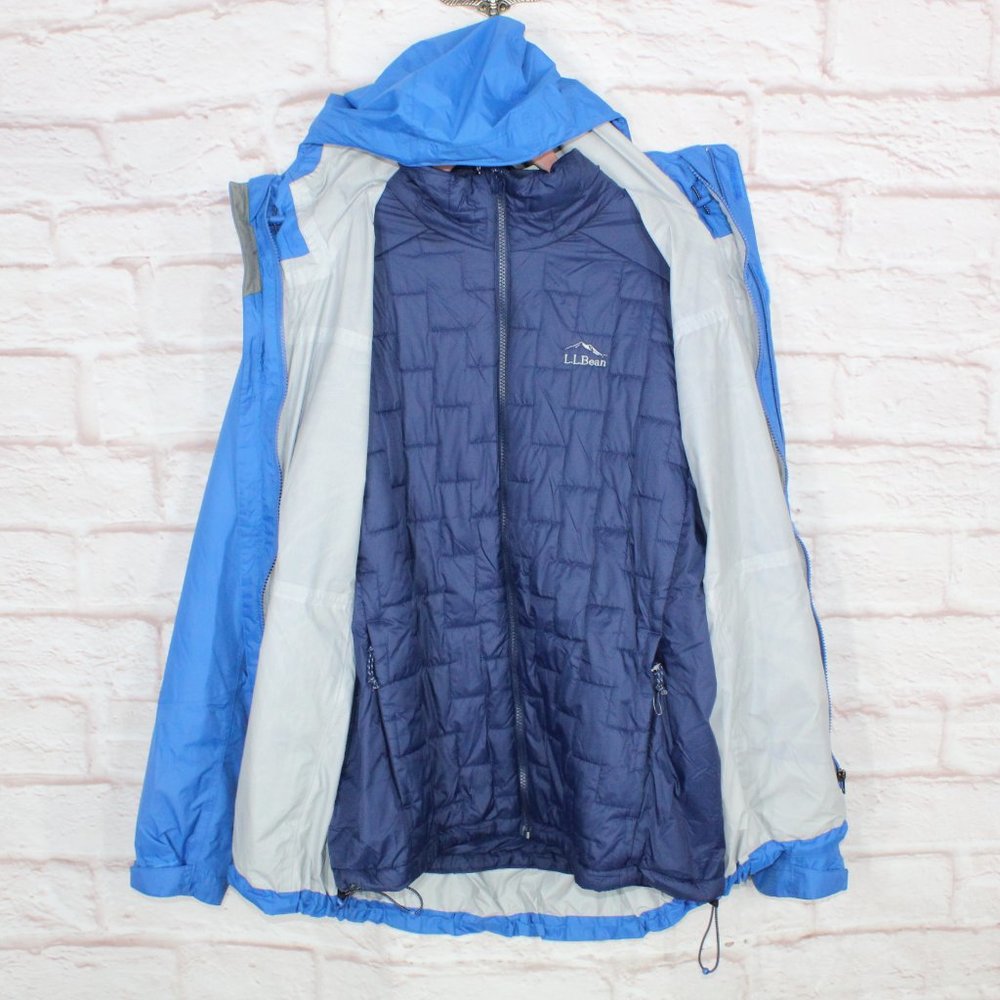 LL Bean Blue Nylon Full Zip Lined Insulated Hooded Jacket Size L - Picture 9 of 12